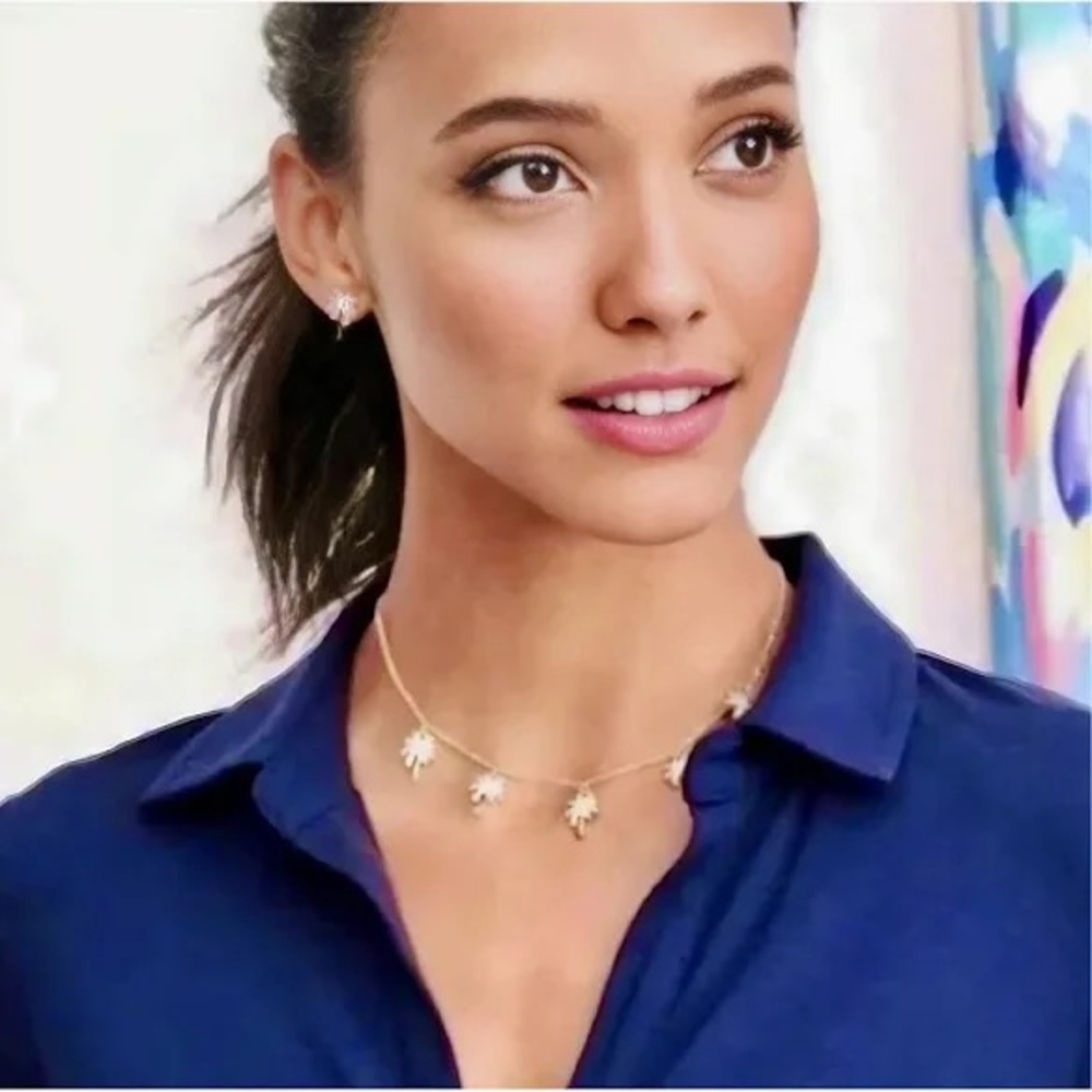 Lilly Pulitzer Sparkling Palm Trees Necklace & Bracelet Set EUC